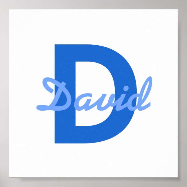 Blue Name & Monogram Poster (Front)
