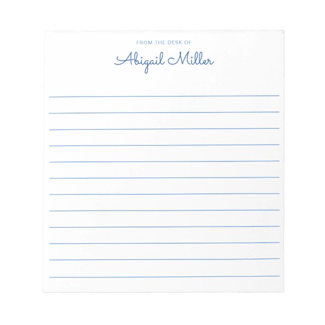 Blue Named Notes Lined Personalised  Notepad (Front)