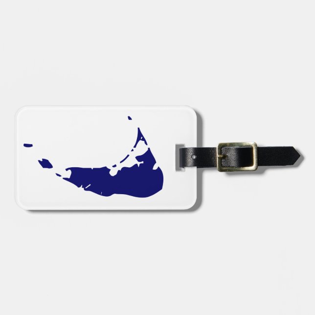 Blue Nantucket Island Map Luggage Tag (Front Horizontal)