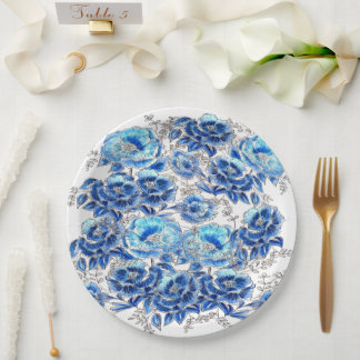 Blue napkins paper plate