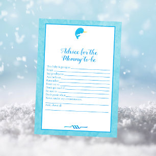 Blue Narwhal Advice For Mum-to-be Baby Shower Game Invitation
