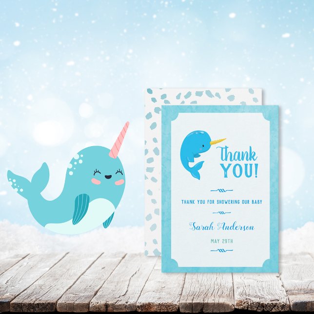 Blue Narwhal Baby Shower Thank You (Creator Uploaded)