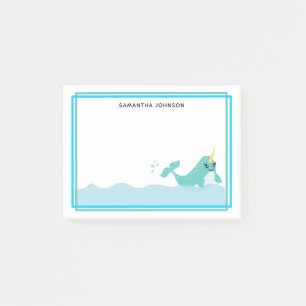 Blue Narwhal Splashing in the Water Post-it Notes