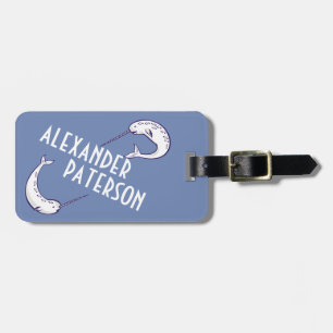 Blue Narwhals Personalised Luggage Tag