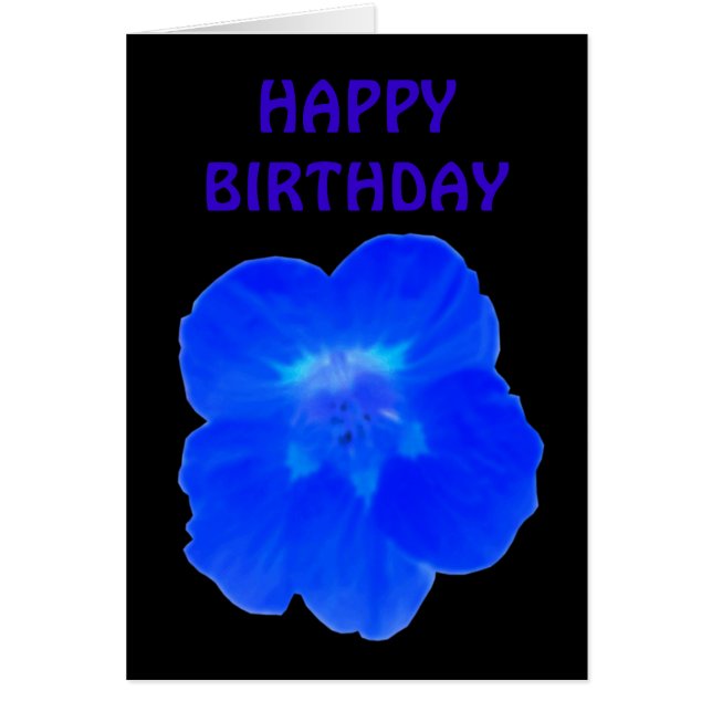 Blue Nasturtium Customisable Birthday Card (Front)