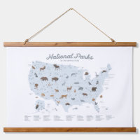 Blue National Parks Map Woodland Nursery Decor