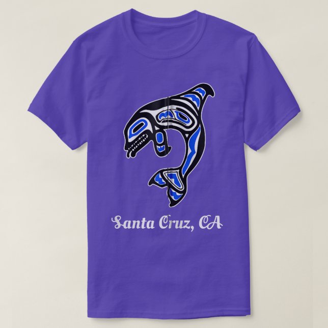 Blue Native American Cruz Santa CA Tribal Orca Kil T-Shirt (Design Front)