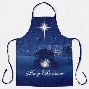 Blue nativity apron