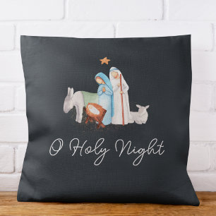 Blue Nativity Religious Christmas  Cushion