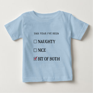 Blue Naughty Nice List Funny Cute Christmas Baby T-Shirt