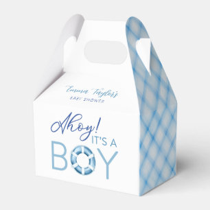 Blue Nautical Ahoy It's A Boy Baby Shower Favour Box