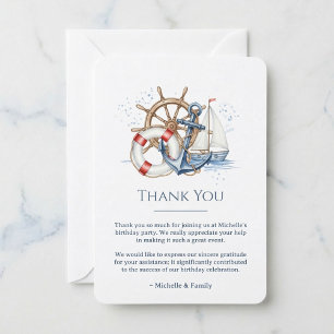 Blue Nautical Anchor Birthday Thank You Card