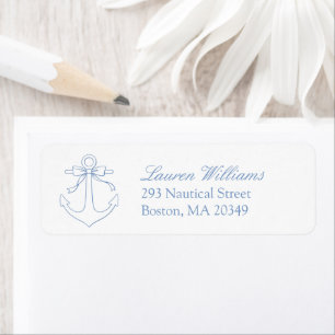 Blue Nautical Anchor Bow Elegant Return Address