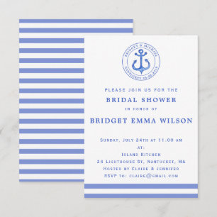 Blue Nautical Anchor Bridal Shower Invitation
