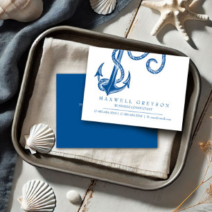 Blue Nautical Anchor Business Card