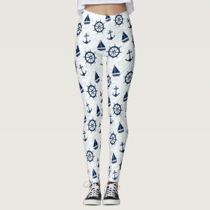 Blue Nautical Anchor Leggings