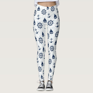 Blue Nautical Anchor Leggings