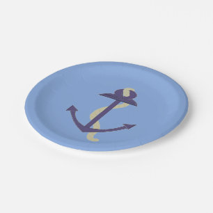 Blue Nautical Anchor Paper Plate