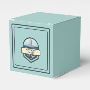 Blue Nautical Anchor sailing club boat marina Name Favour Box
