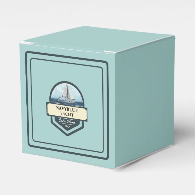 Blue Nautical Anchor sailing club boat marina Name Favour Box (Front Side)
