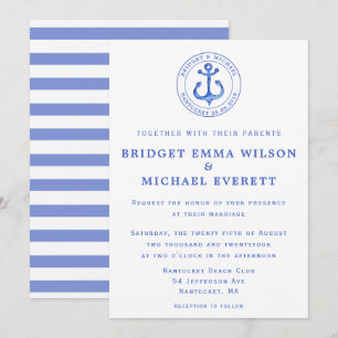 Blue Nautical Anchor Wedding Invitation