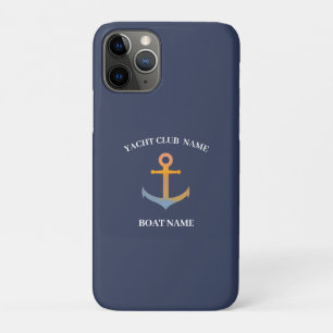 Blue Nautical Anchor yacht club boat marina iPhone 11 Pro Case