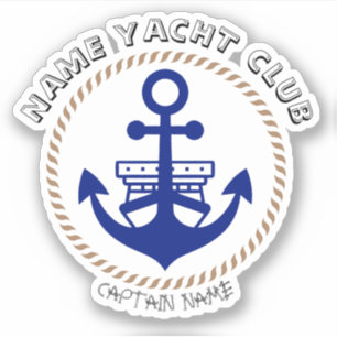 Blue Nautical Anchor yacht club boat marina Name