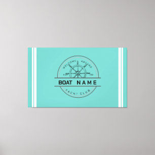 Blue Nautical Anchor yacht club boat marina Name Canvas Print