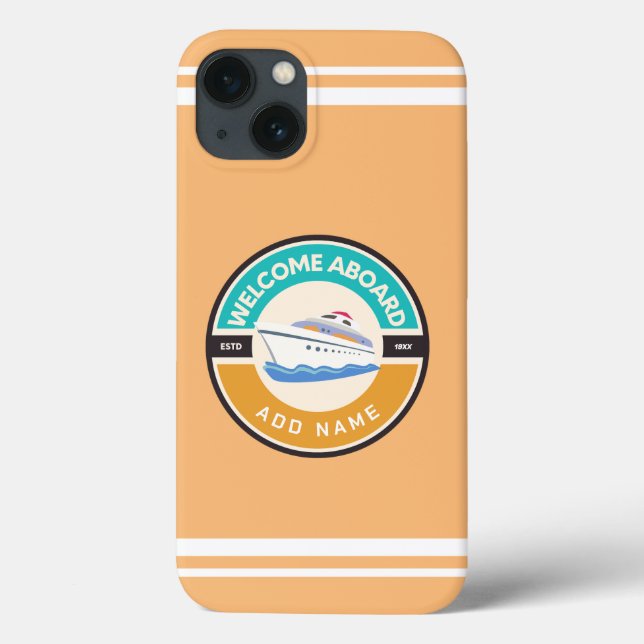 Blue Nautical Anchor yacht club boat marina Name Case-Mate iPhone Case (Back)