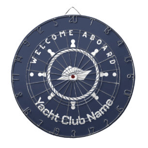 Blue Nautical Anchor yacht club boat marina Name Dartboard