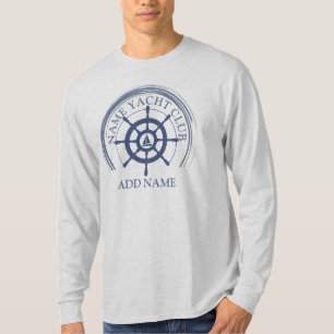 Blue Nautical Anchor yacht club boat marina Name T-Shirt