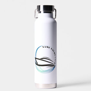 Blue Nautical Anchor yacht club boat marina Name Water Bottle