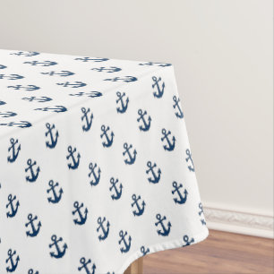 Blue Nautical Anchors Tablecloth