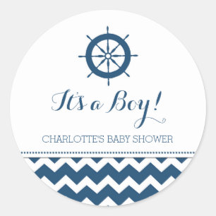 Blue Nautical Baby Shower Favour Stickers