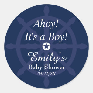 Blue Nautical Baby Shower Sticker