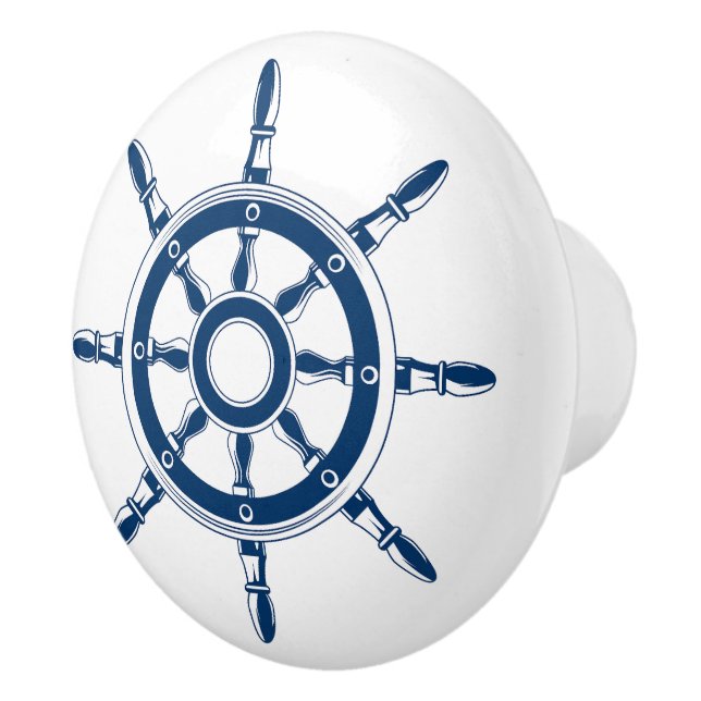 Blue nautical boat rudder ceramic knob (Right)