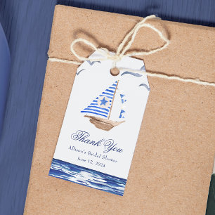 Blue Nautical Coastal Sea Bridal Shower  Gift Tags