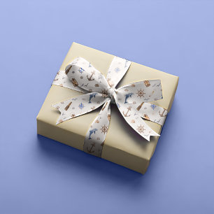 Blue Nautical Coastal Sea Bridal Shower Satin Ribbon