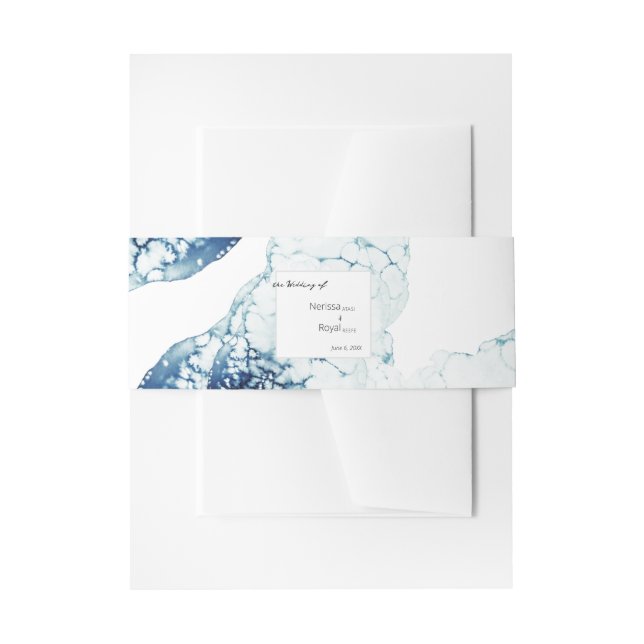 Blue Nautical Destination the Wedding of Invitation Belly Band (Front Example)