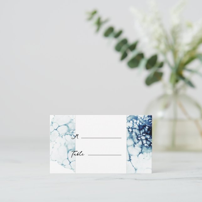 Blue Nautical Destination Wedding Flat Place Card (Standing Front)