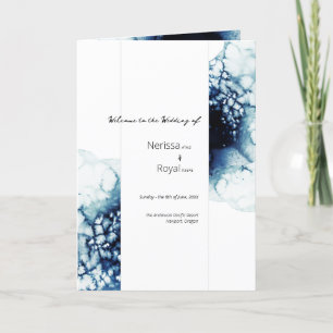 Blue Nautical Destination Wedding Folded Programme