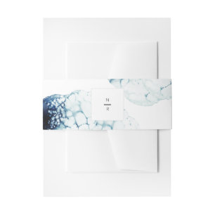Blue Nautical Destination Wedding Monogram Invitation Belly Band