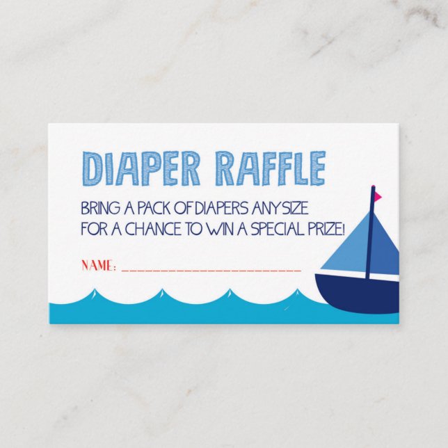 Blue Nautical Diaper Raffle Ticket Enclosure Card (Front)