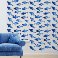 Blue Nautical Fish Watercolor