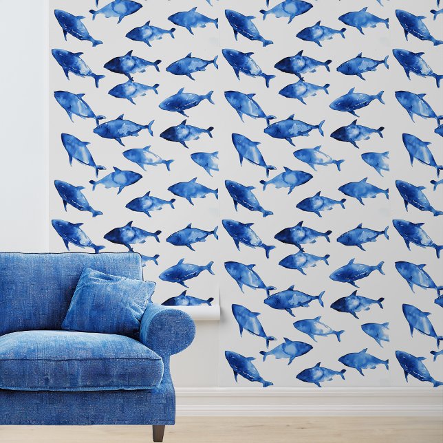 Blue Nautical Fish Watercolor Wallpaper (Creator Uploaded)