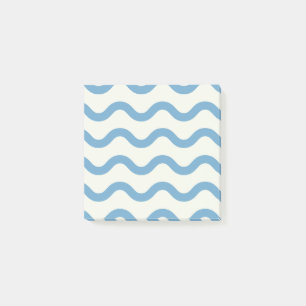 Blue Nautical Groovy Wavy Stripe Modern Minimalist Post-it Notes