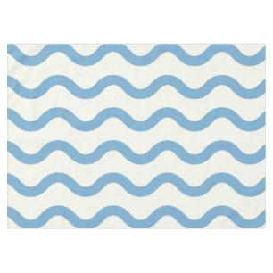 Blue Nautical Groovy Wavy Stripe Modern Minimalist Tablecloth