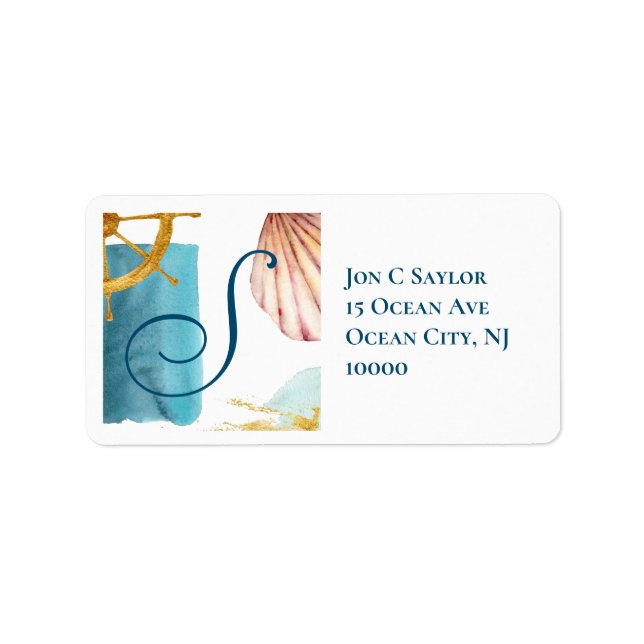 Blue Nautical Monogram  Label (Front)