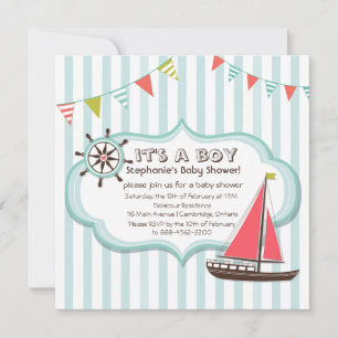 Blue Nautical Party Banner Baby Shower Invitation