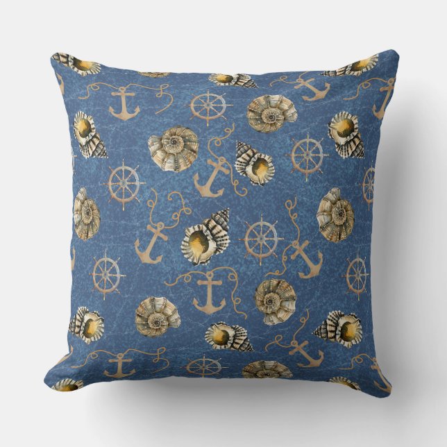blue nautical pattern cushion (Front)